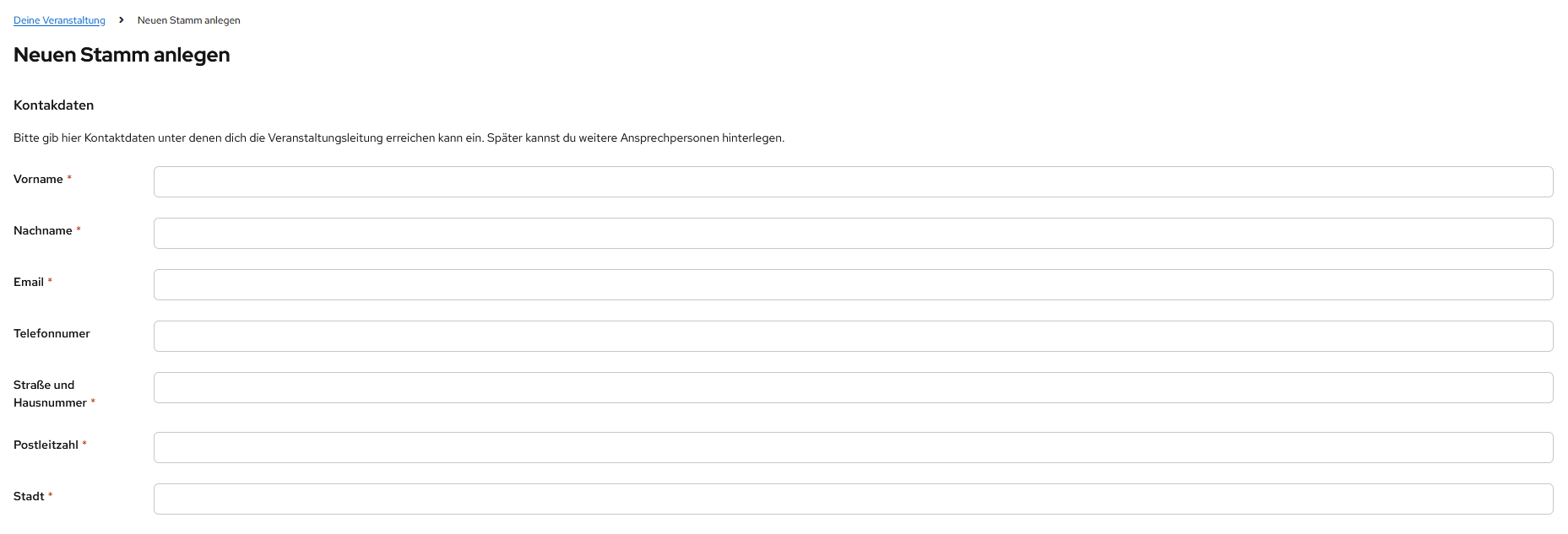 Kontaktdaten hinterlegen