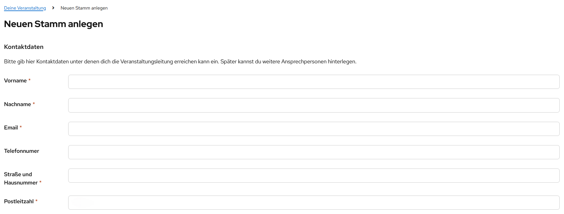 Kontaktdaten hinterlegen
