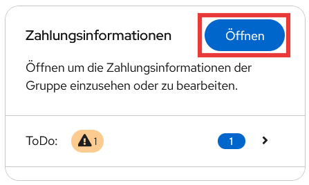 Fehlende Zahlungsinformationen im Dahsboard