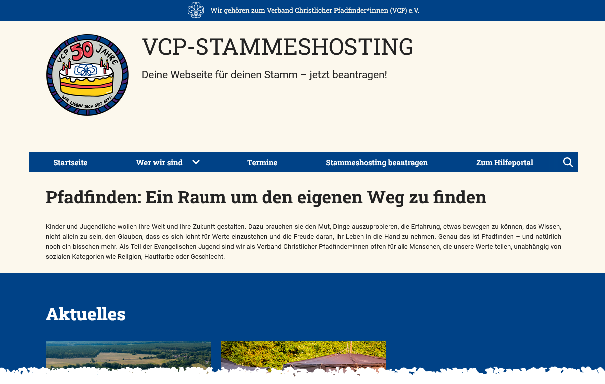 Vorschau einer Webseite im Stammeshosting