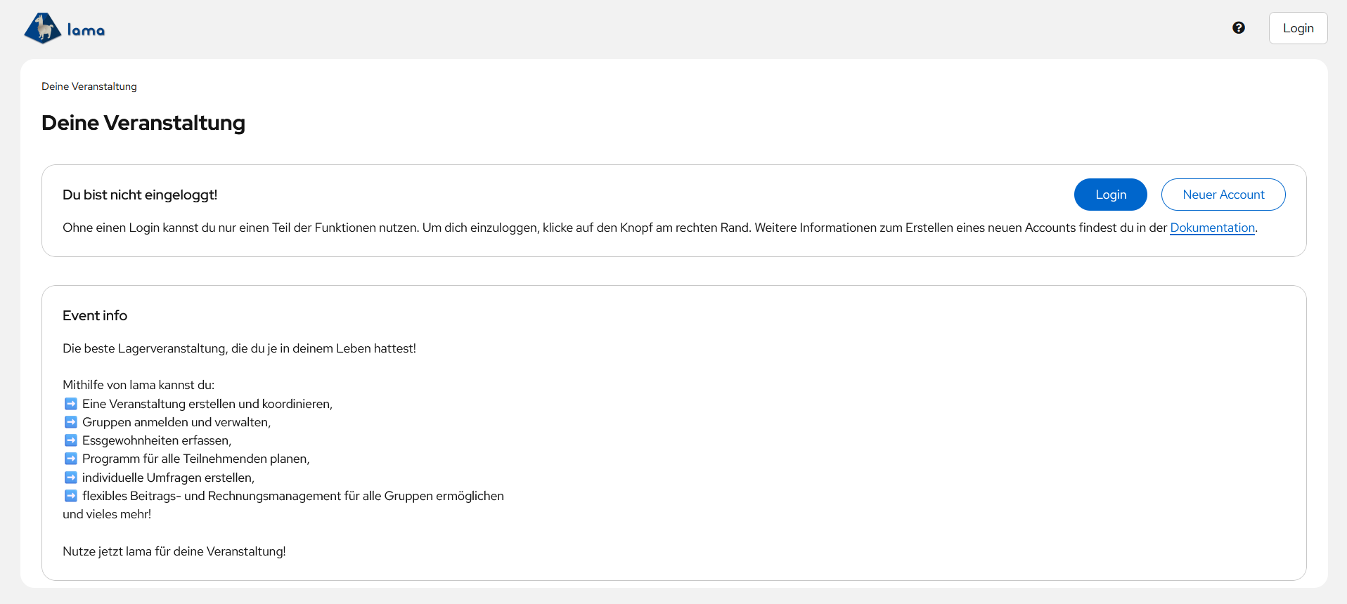 Vorschau der lama Webseite
