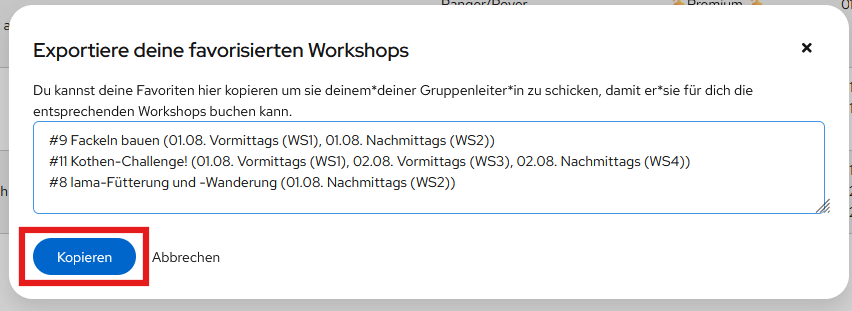 Workshopexport